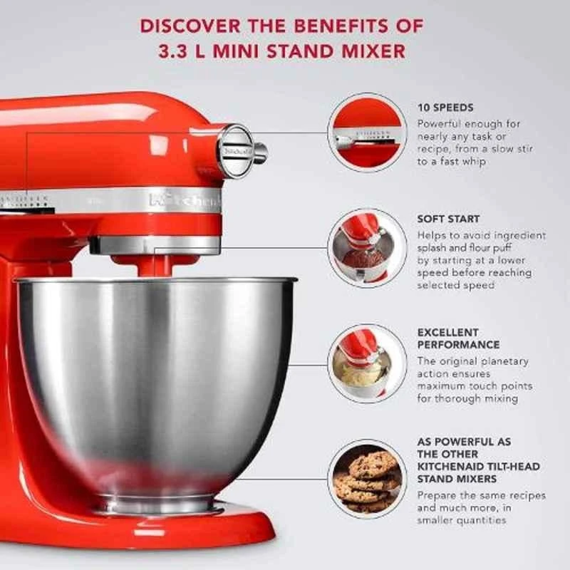 Kitchenaid 5KSM3311XBHT Artisan Mini 250W Hot Sauce Stand Mixer With 1 Jar, 80202 4 Kitchenaid 5KSM3311XBHT Artisan Mini 250W Hot Sauce Stand Mixer With 1 Jar, 80202 - Image 2