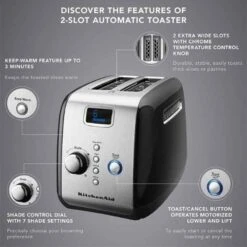 Kitchenaid 1100W Onyx Black 2 Slice Toaster, 5KMT223GOB -KitchenAid Ogylz9EgLC0CA xxlarge
