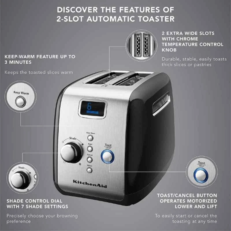 KitchenAid 240W Onyx Black Pop Up Toaster, 80173 4 KitchenAid 240W Onyx Black Pop Up Toaster, 80173 - Image 2