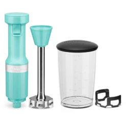 KitchenAid Corded Variable-Speed Immersion Blender In Aqua Sky With Blending Jar -KitchenAid khbv53aq 4