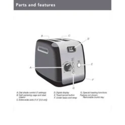 Kitchenaid 1100W Onyx Black 2 Slice Toaster, 5KMT223GOB -KitchenAid nwu3v9esjELZX xxlarge