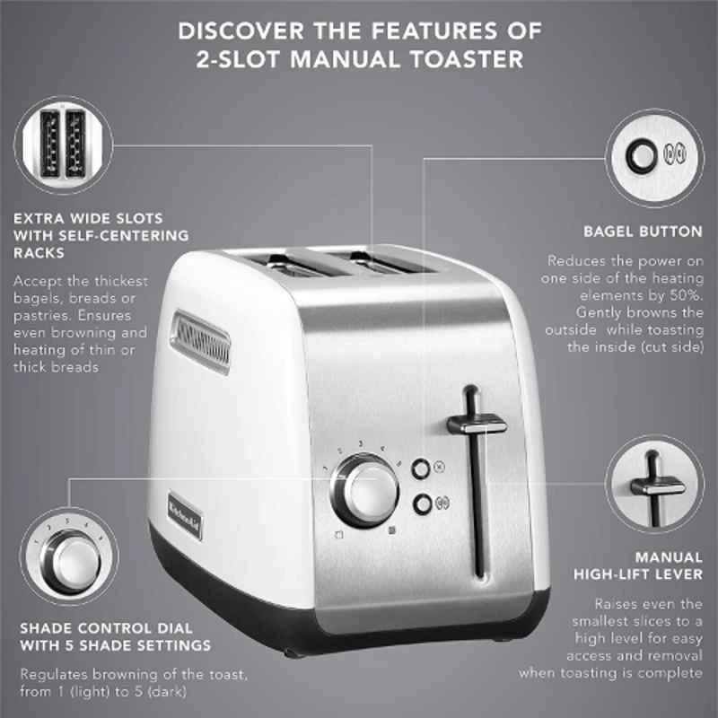 Kitchenaid White Classic 2 Slot Toaster, 5KMT2115BWH 4 Kitchenaid White Classic 2 Slot Toaster, 5KMT2115BWH - Image 2